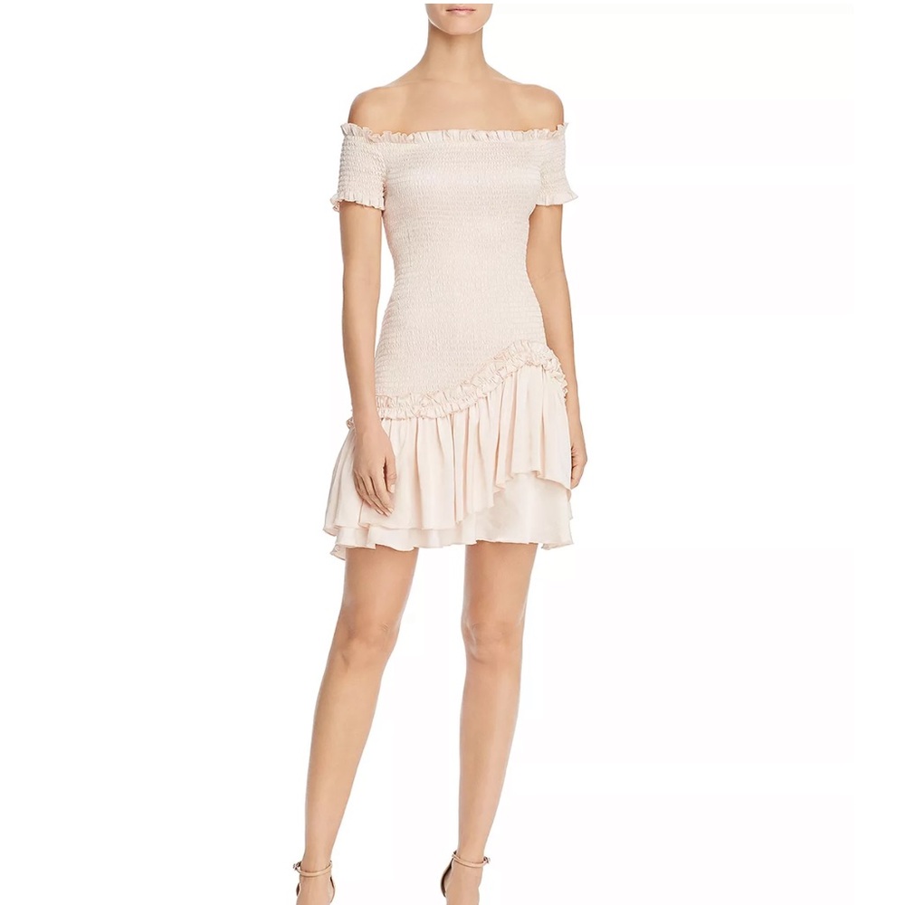 Donna Mizani light rose gathered satin dress large